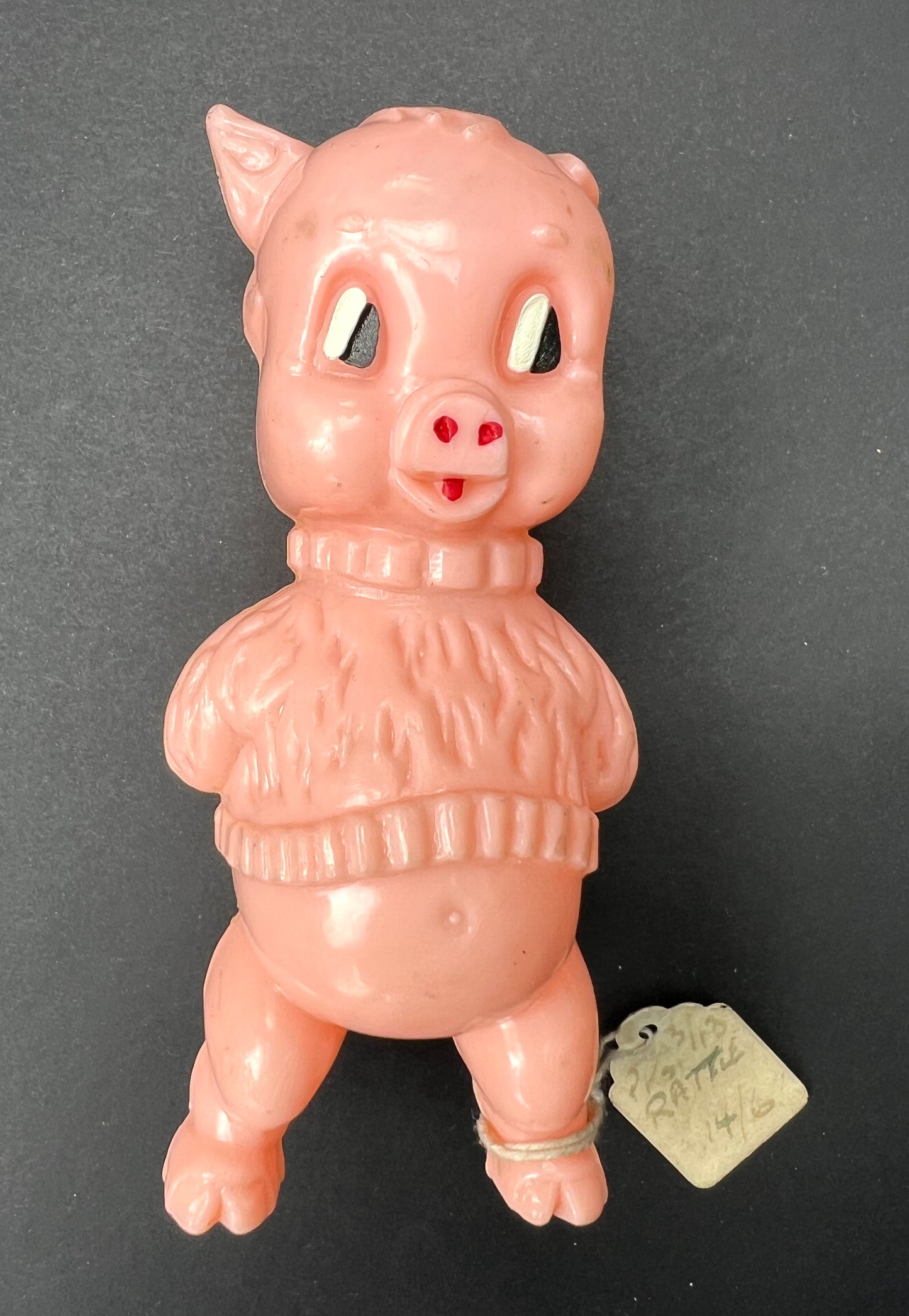 Happy Vintage Pink Pig Rattle