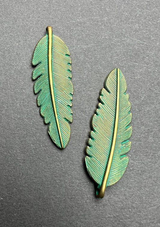 Most Appealing 4.5cm Verdigris Leaf Pendant / Charm