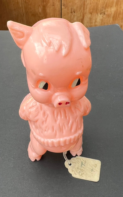 Happy Vintage Pink Pig Rattle