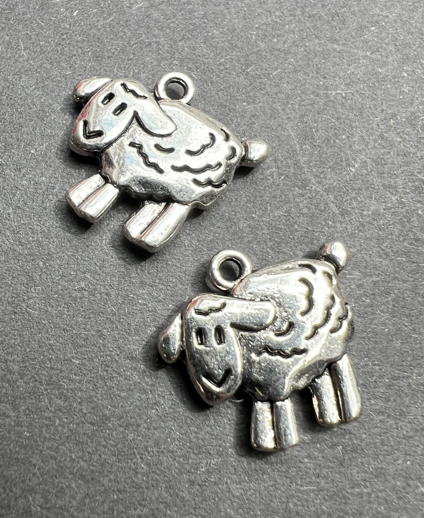 2 x 3D Happy Sheep Charm / Pendant - 2cm wide
