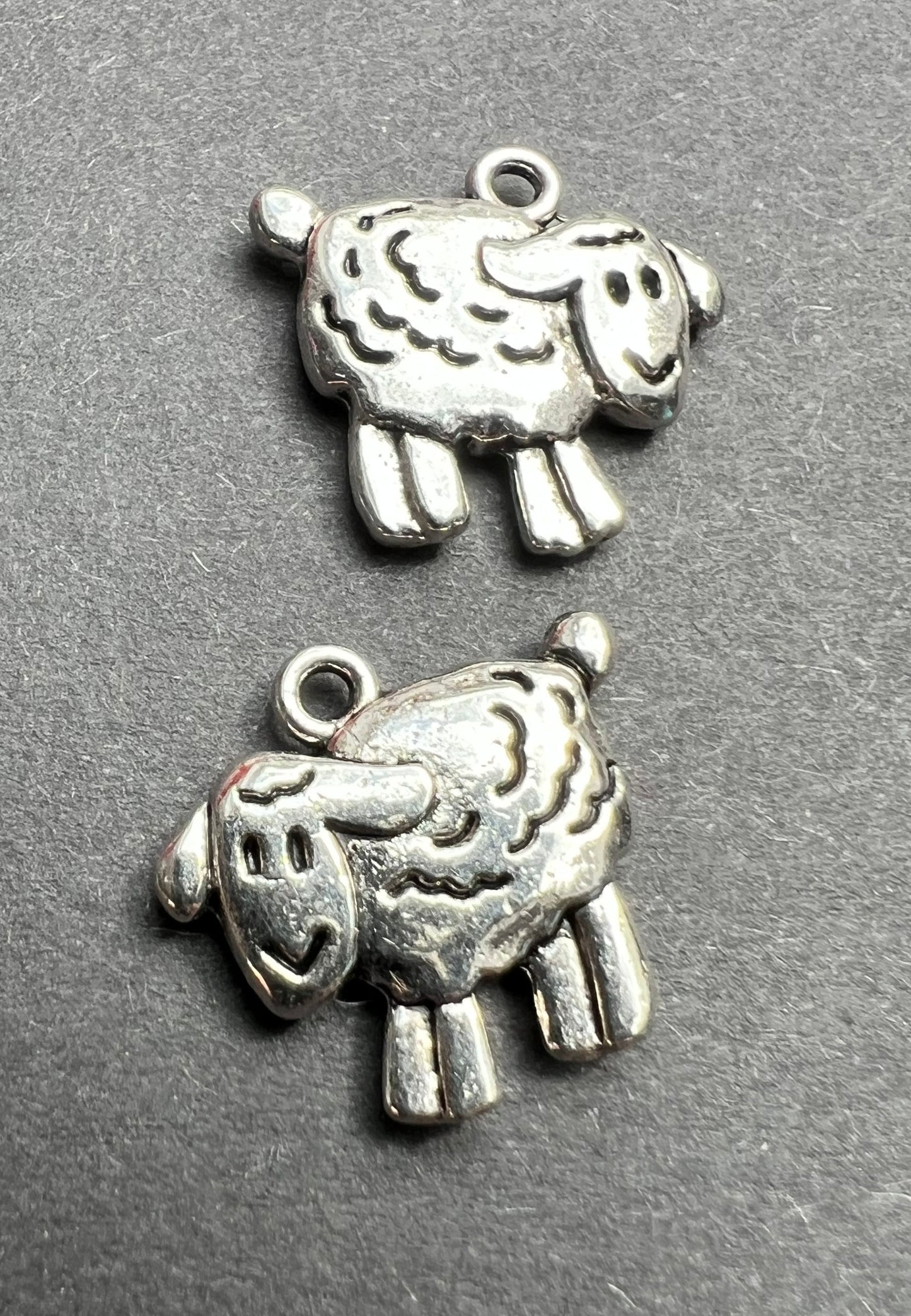 2 x 3D Happy Sheep Charm / Pendant - 2cm wide