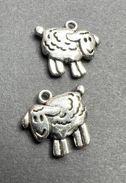 2 x 3D Happy Sheep Charm / Pendant - 2cm wide