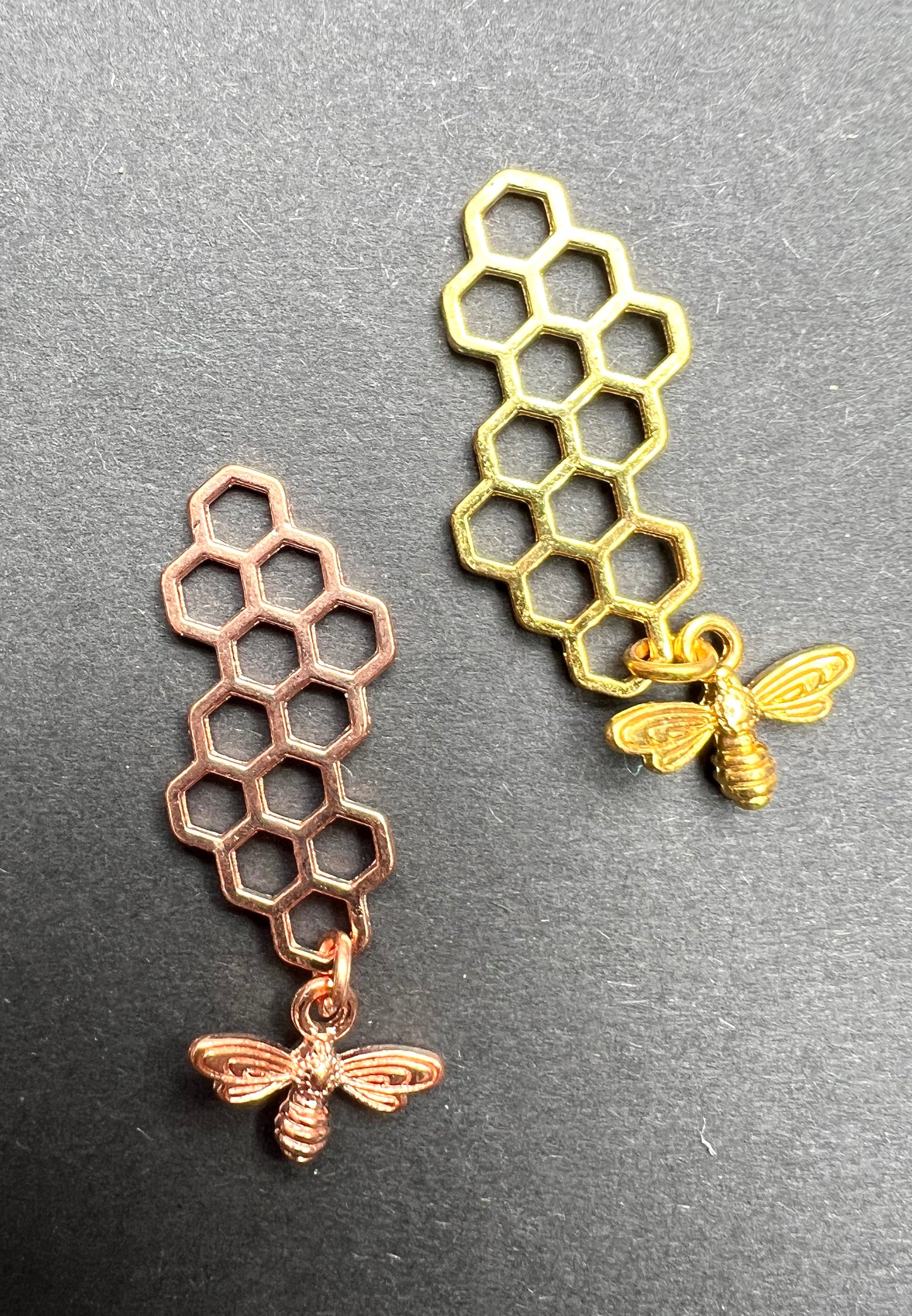 Golden Bee and Honeycomb 4.5cm  Charm / Pendant