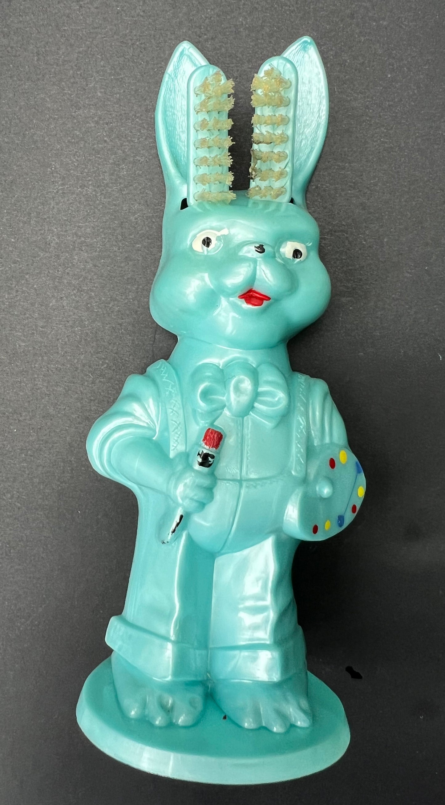 Delightful 1950S COMBEX CREATION Rabbit Artist Double Toothbrush Holders Made in England