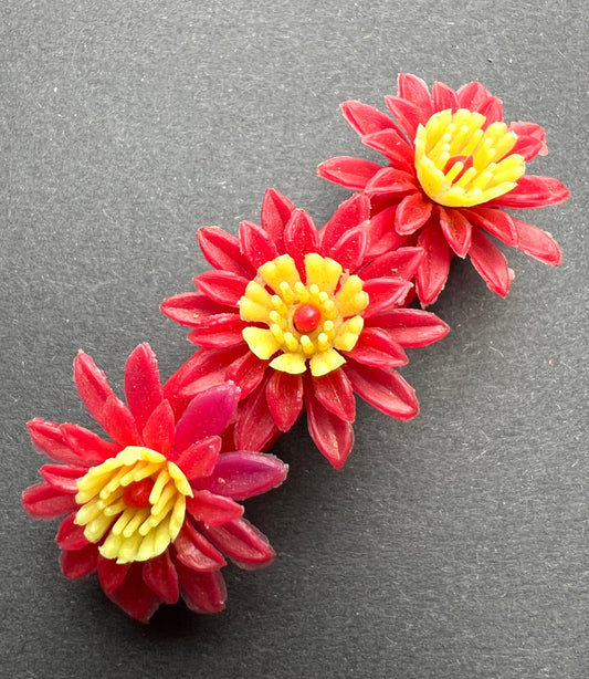 Ready for a Party...1960s Red and Yellow Hair Clip