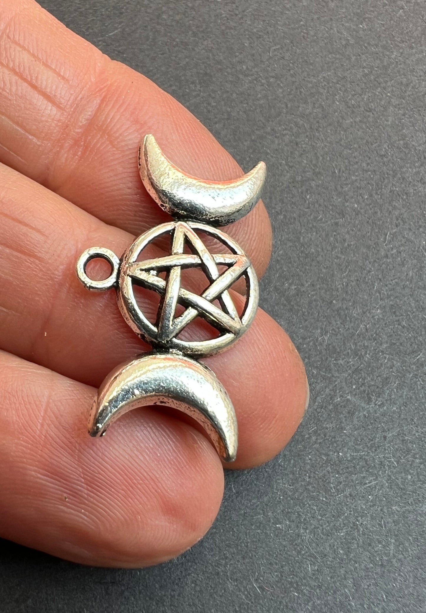 Pentacle and Crescent Moons 3cm wide Charm / Pendant