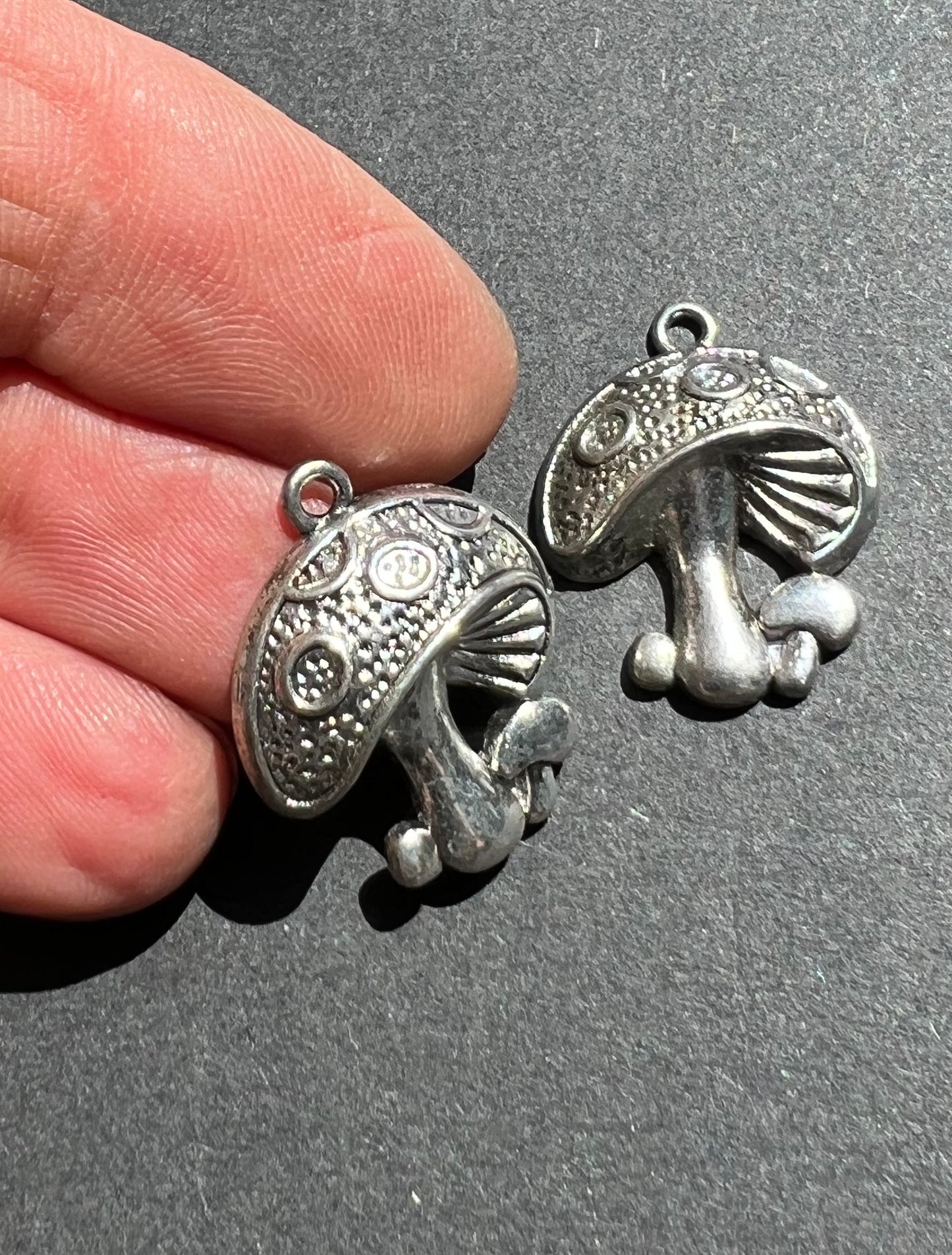 3 Gold or Silver Tone 2cm Mushroom Charms