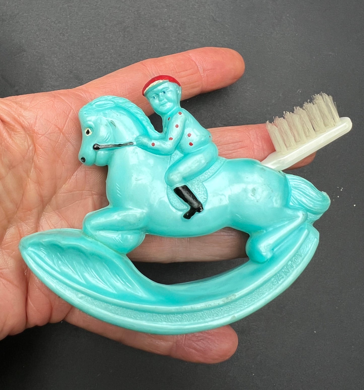 Delightful Vintage 1950s GANTOY "Jockey Rocker Toothbrush Holder"