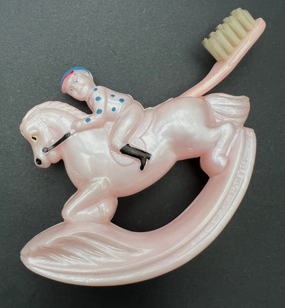 Delightful Vintage 1950s GANTOY "Jockey Rocker Toothbrush Holder"