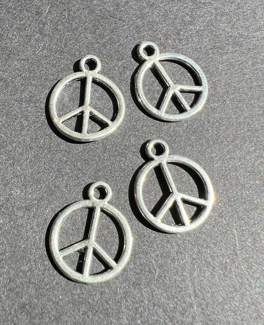 4 Little Peace Charms - 11mm wide