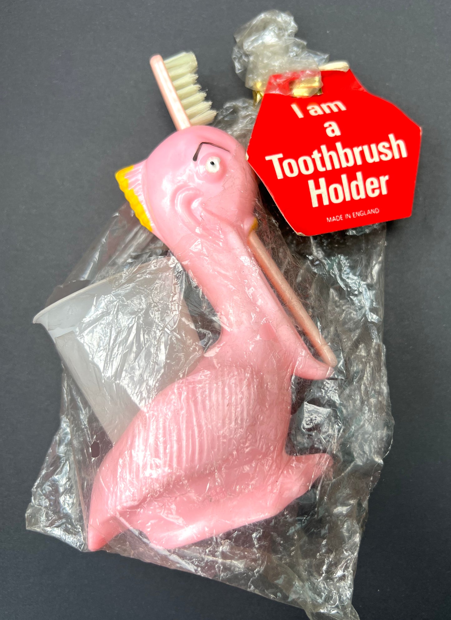 1950S COMBEX CREATION Pink Stork Toothbrush Holder Made in England