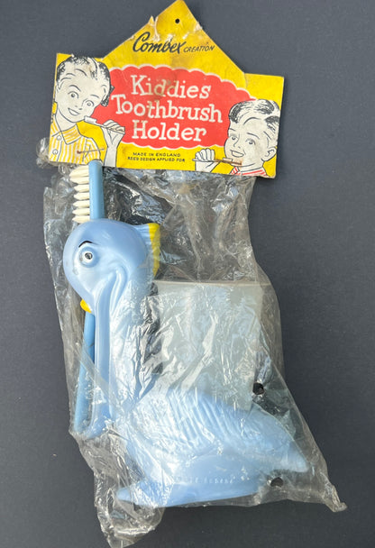 1950S COMBEX CREATION Blue Stork Toothbrush Holder Made in England
