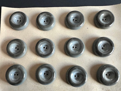 12 Vintage Big 2.7cm Grey Doughnut Buttons