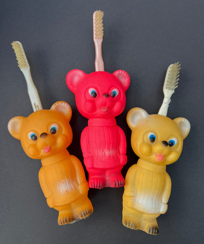 Friendly Vintage Teddy Bear Toothbrush Holders