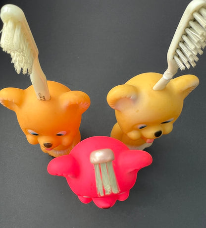 Friendly Vintage Teddy Bear Toothbrush Holders
