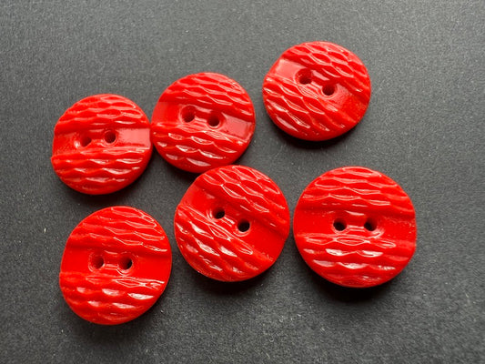 Red 1.4cm Vintage Underwater Glass Buttons - 6 or 9