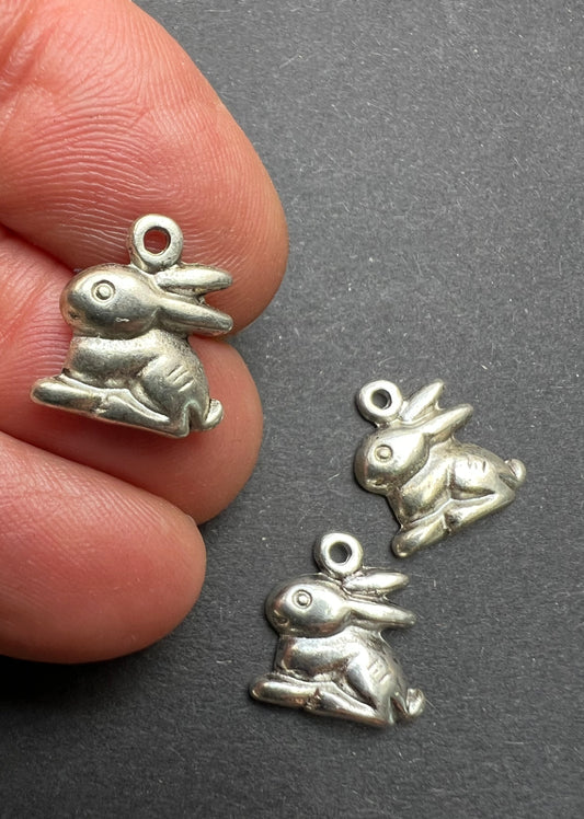 3 Silver Rabbit 1.3cm Charms