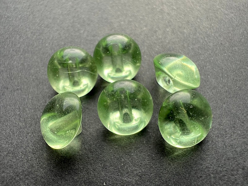 6 Sparkly 1cm Vintage Czechoslovakian Fresh Green Glass Buttons