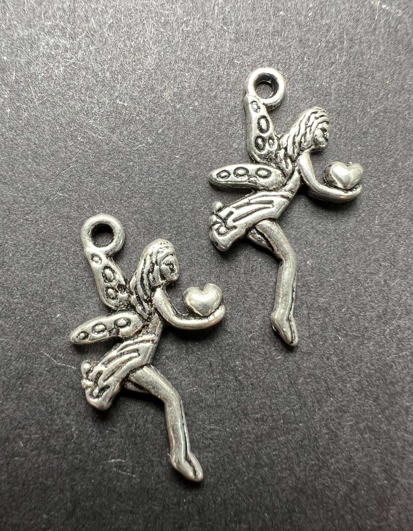 2 Little Gold Fairy Charms - 2.5cm tall.