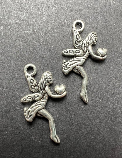 2 Little Gold Fairy Charms - 2.5cm tall.