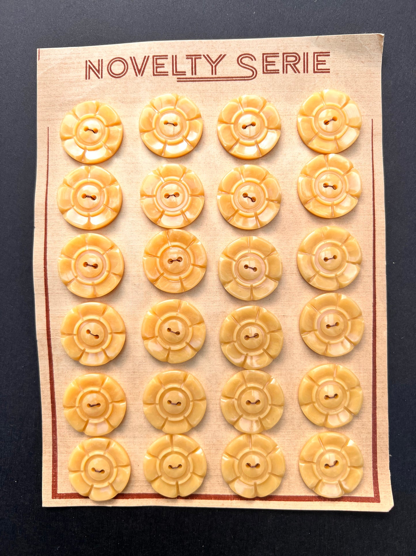 Honey Coloured 1940s  2.2cm & 1.6cm Buttons 6 loose or 24 on Sheet