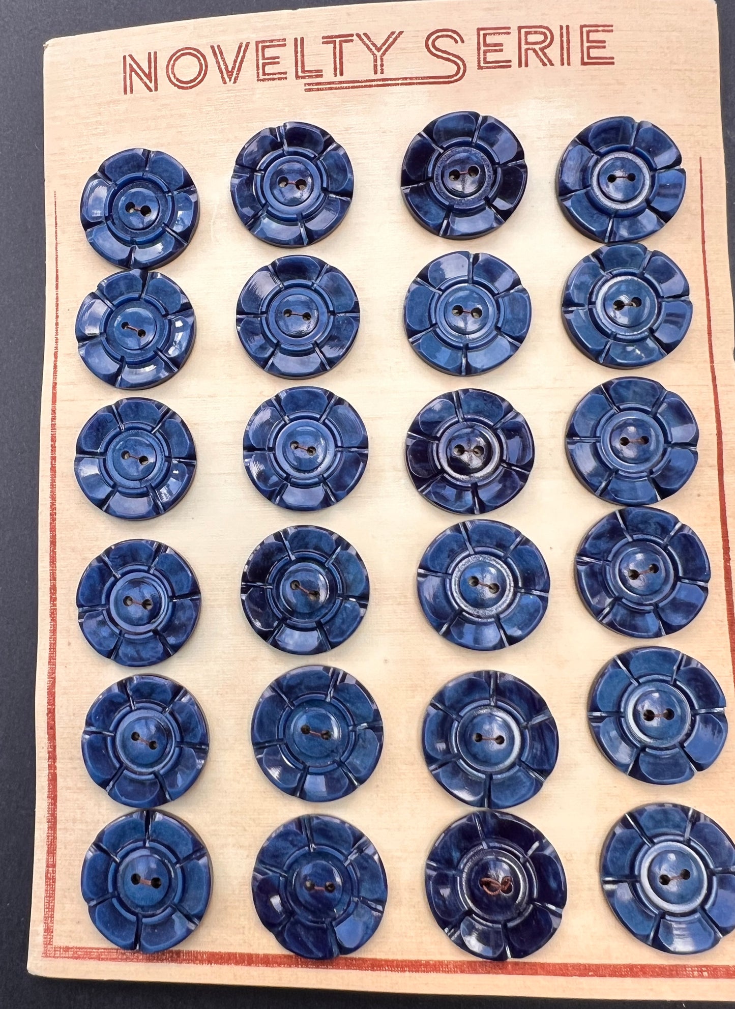 Steel Blue 1940s  2.2cm + 1.6cm Buttons 6 loose or 24 on Sheet