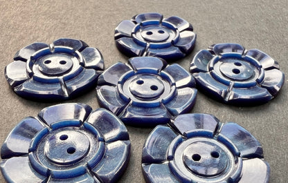 Steel Blue 1940s  2.2cm + 1.6cm Buttons 6 loose or 24 on Sheet