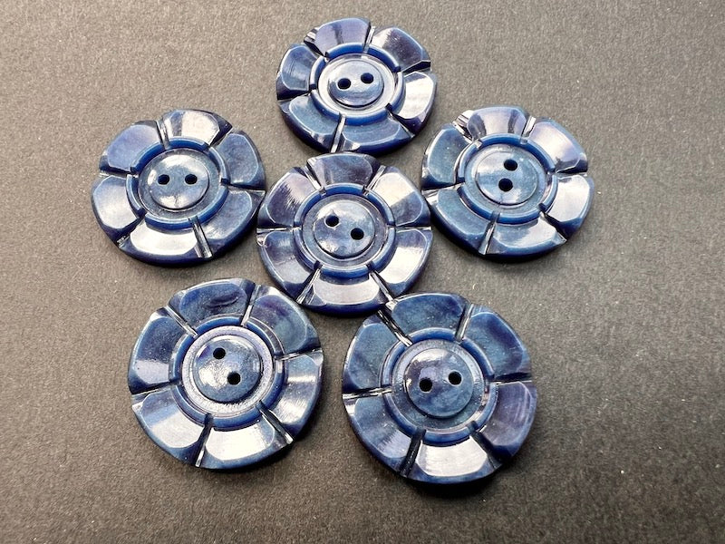 Steel Blue 1940s  2.2cm + 1.6cm Buttons 6 loose or 24 on Sheet