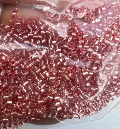 10g of Vintage Lustre Dark or Light Pink Czech Glass 2mm Seed Beads