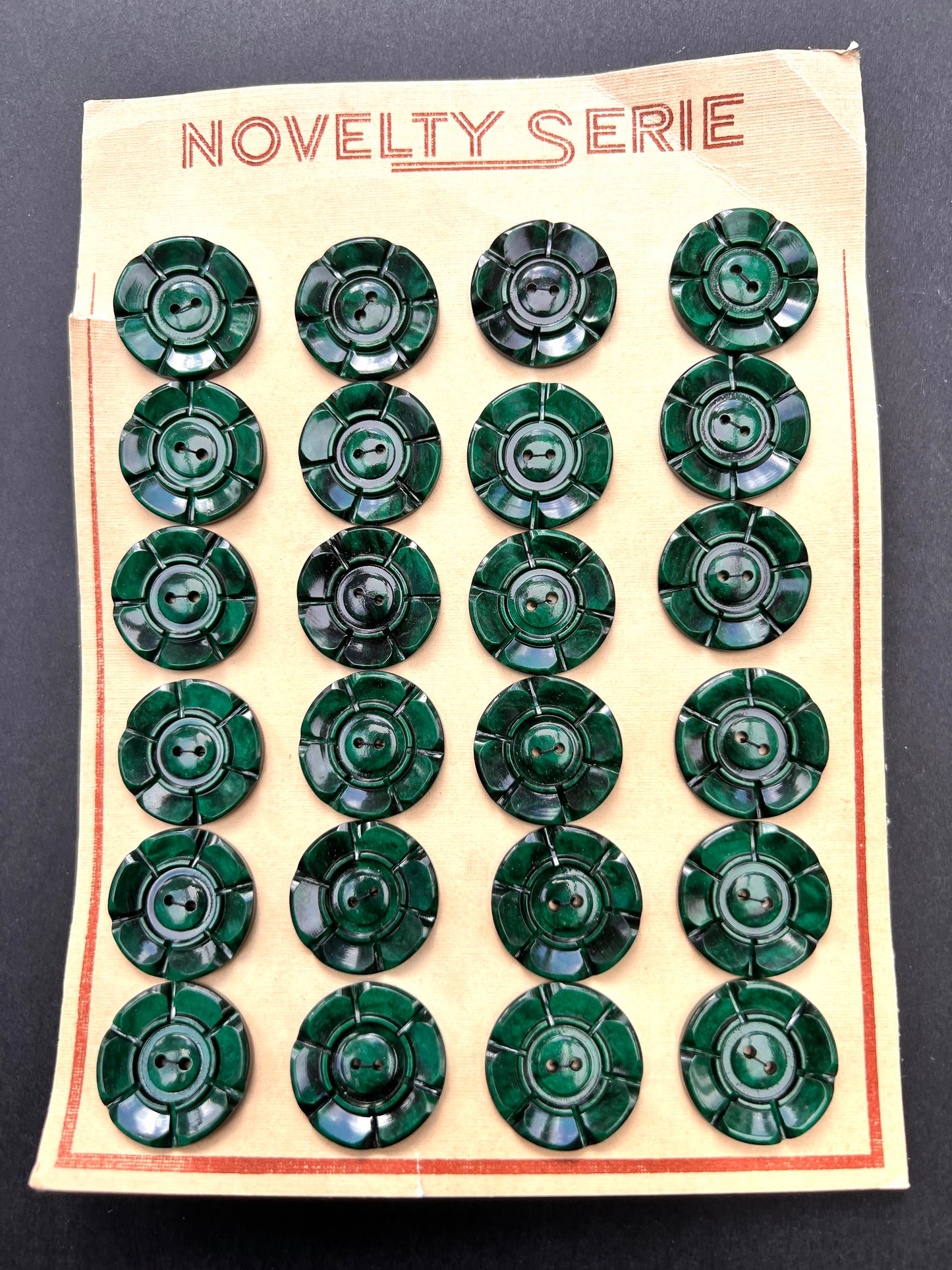 Juniper Green 1940s  2.2cm + 1.6cm Buttons 6 loose or 24 on Sheet