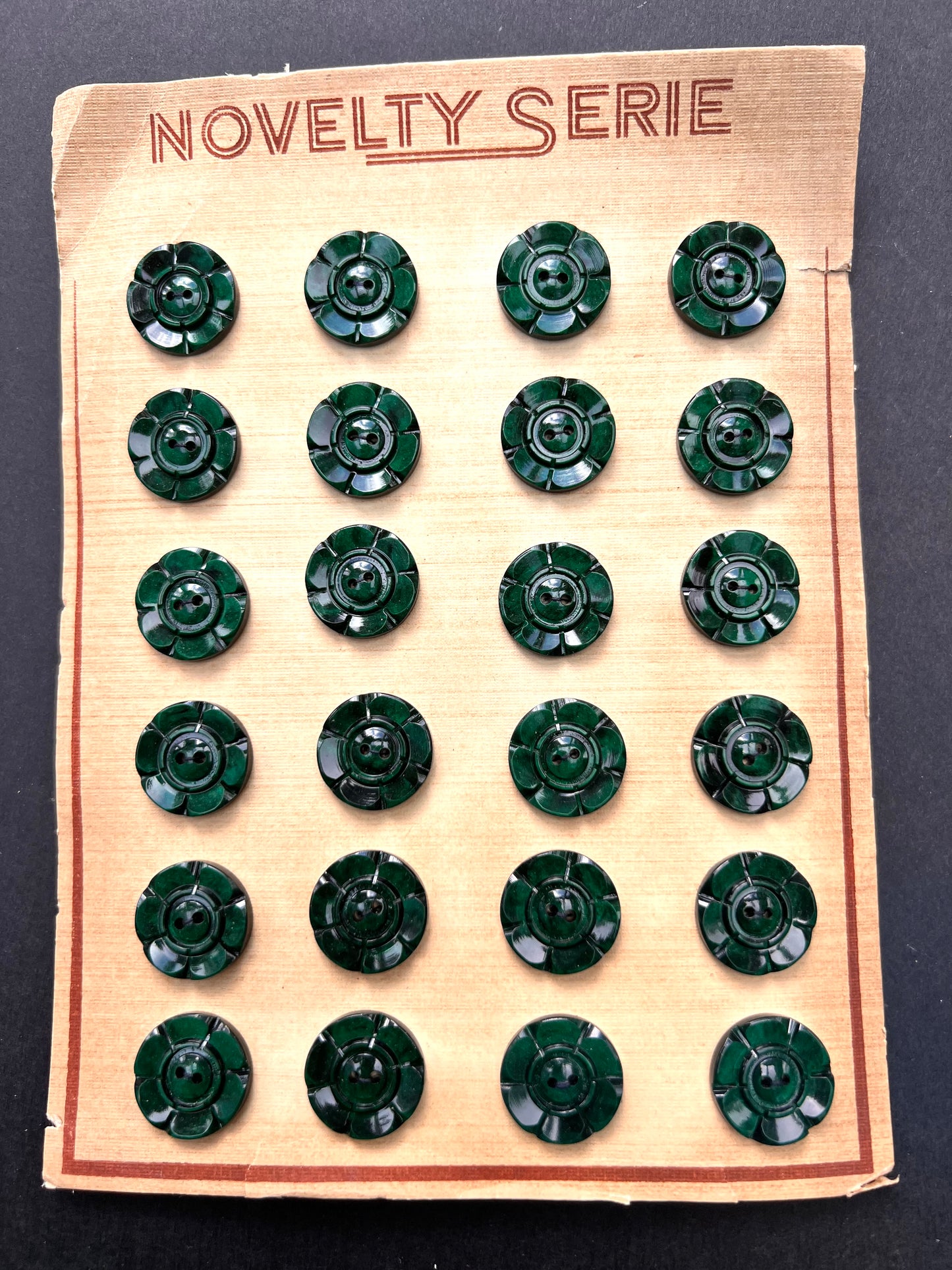 Juniper Green 1940s  2.2cm + 1.6cm Buttons 6 loose or 24 on Sheet