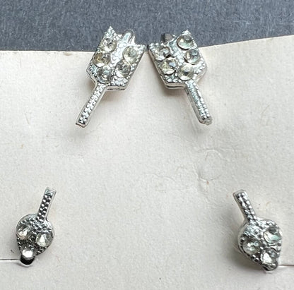 WHOLESALE 10 Unusual 1940s Diamante Arrow Screw On Earrings