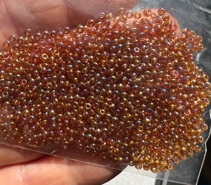 10g of Vintage Lustre Caramel Czech Glass 1mm Seed Beads