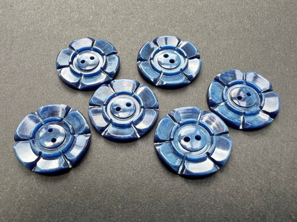 Steel Blue 1940s  2.2cm + 1.6cm Buttons 6 loose or 24 on Sheet
