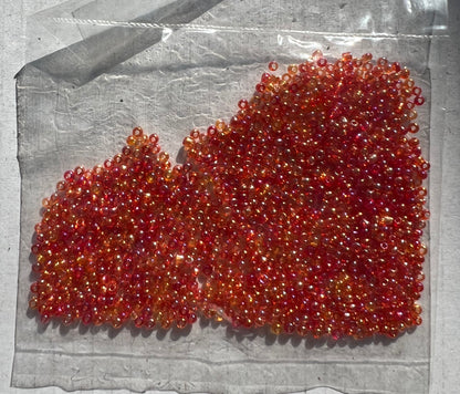 10g of Vintage Lustre Orange Czech Glass 1mm Seed Beads