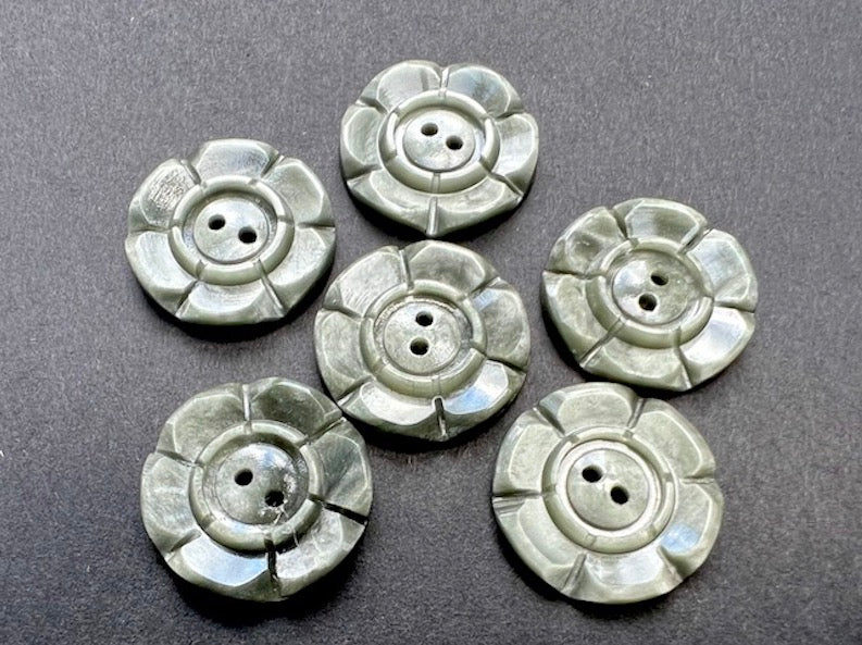 Platinum Grey 1.6cm Buttons 6 loose or 24 on Sheet