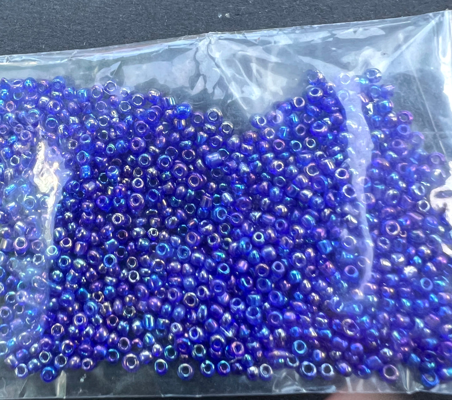 10g of Vintage Iridescent Blue Czech Glass 1mm Seed Beads