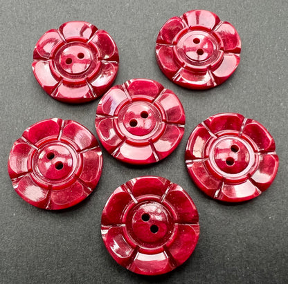 Rich Ruby Red Vintage 2.2cm or 1.6cm Vintage  Buttons  6 or 24