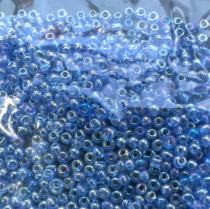 10g of Vintage Iridescent Light Blue Czech Glass 1mm Seed Beads