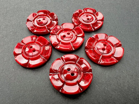 Rich Ruby Red Vintage 2.2cm or 1.6cm Vintage  Buttons  6 or 24