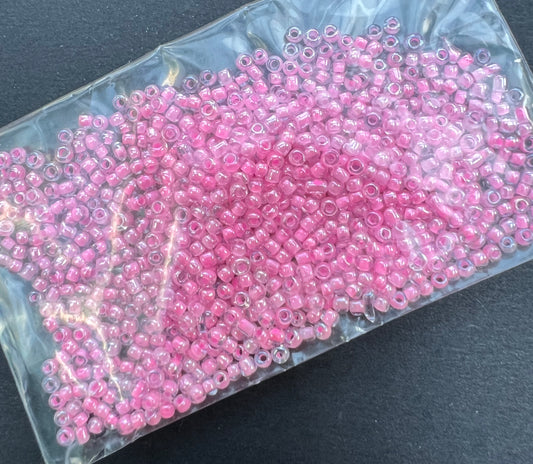 10g of Vintage Candy Pink Czech Glass 1mm Seed Beads