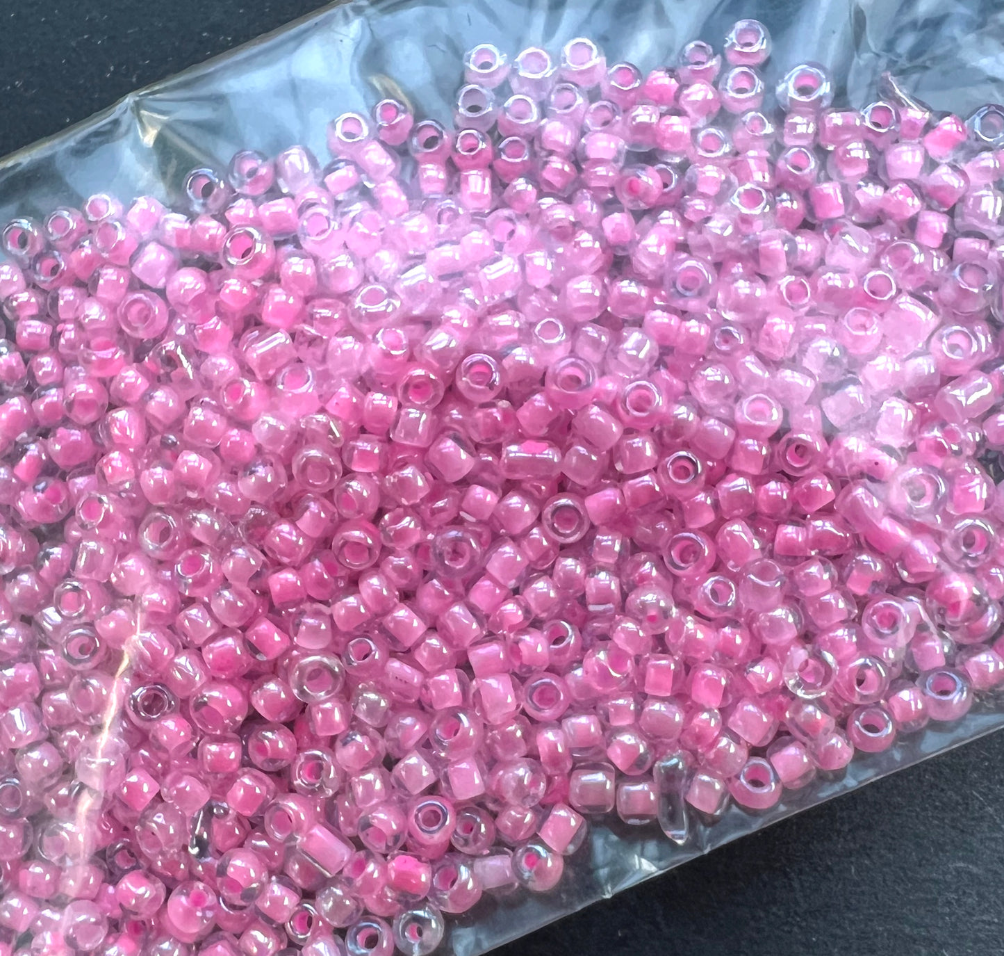 10g of Vintage Candy Pink Czech Glass 1mm Seed Beads