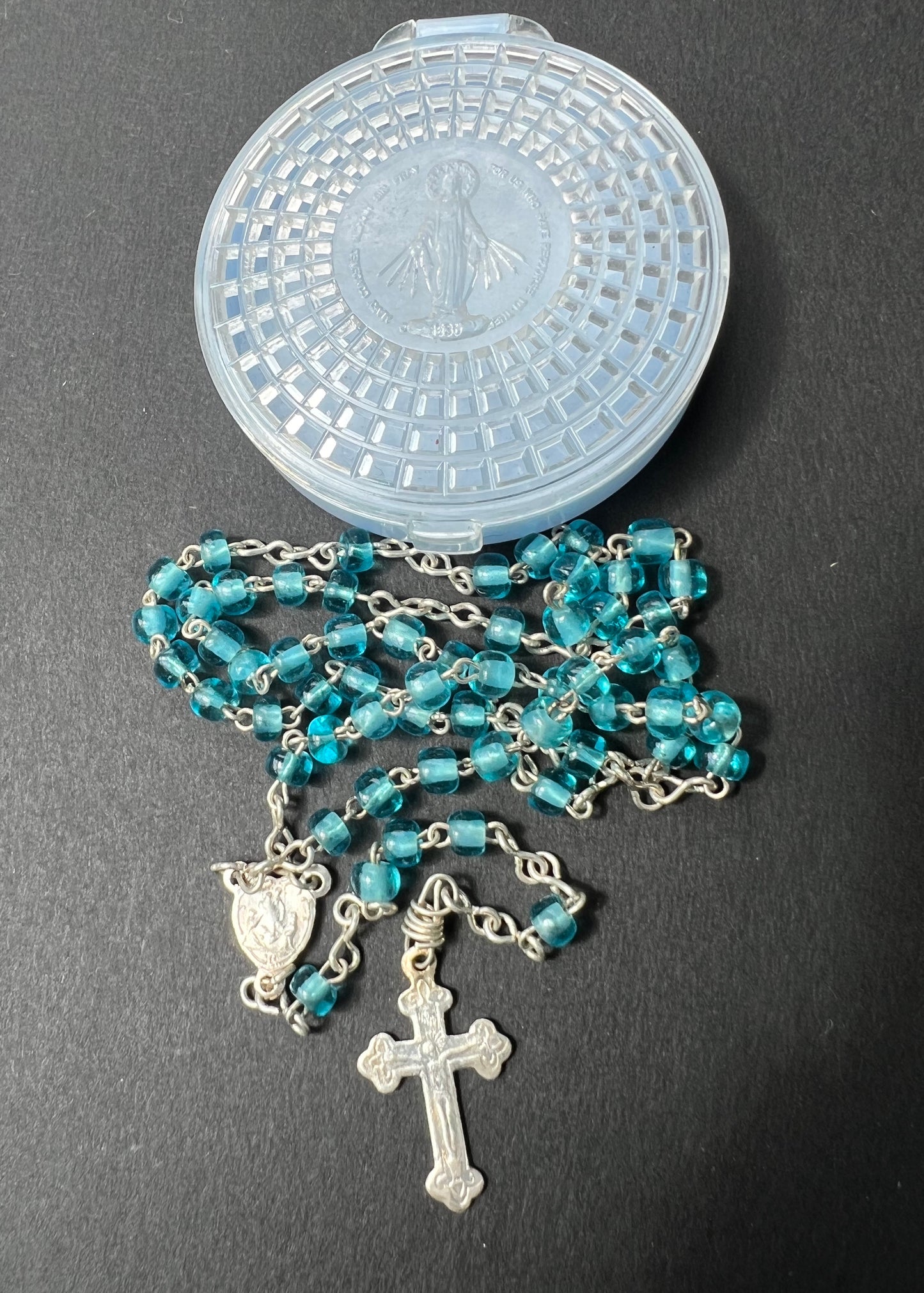 Vintage Glass Rosary Beads in Their Own Little Case