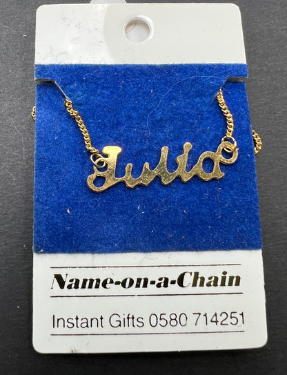 1970s Name-on-a-Chain Necklace Diana, Julia and Tracey