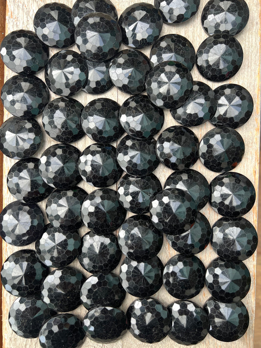 Wholesale 100 Big 3.8cm Shimmery Faceted Black Buttons