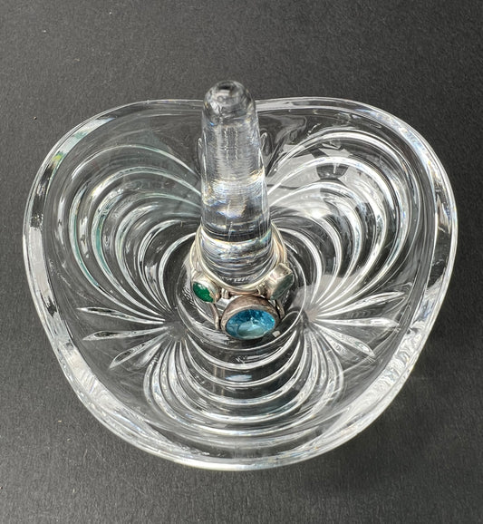 Mid Century Embossed Glass Ring Holder