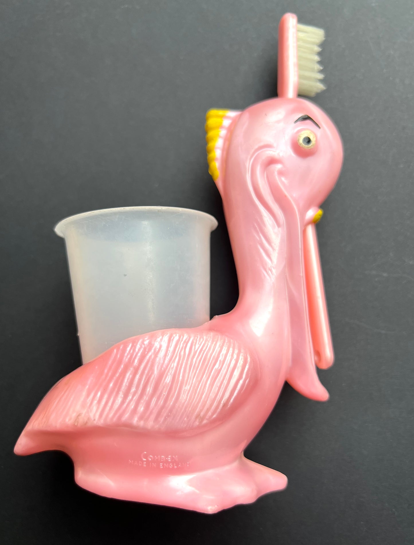 1950S COMBEX CREATION Pink Stork Toothbrush Holder Made in England