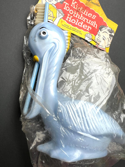 1950S COMBEX CREATION Blue Stork Toothbrush Holder Made in England