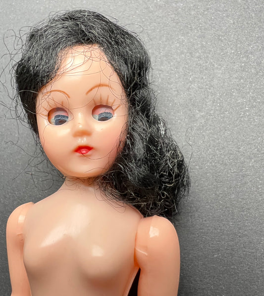 Glamorous Vintage 6" Doll - Blue Eyes, Long Eyelashes, White Shoes..and Nothing Else..