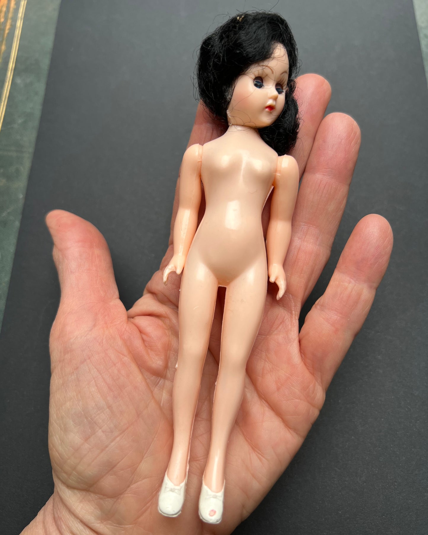 Glamorous Vintage 6" Doll - Blue Eyes, Long Eyelashes, White Shoes..and Nothing Else..